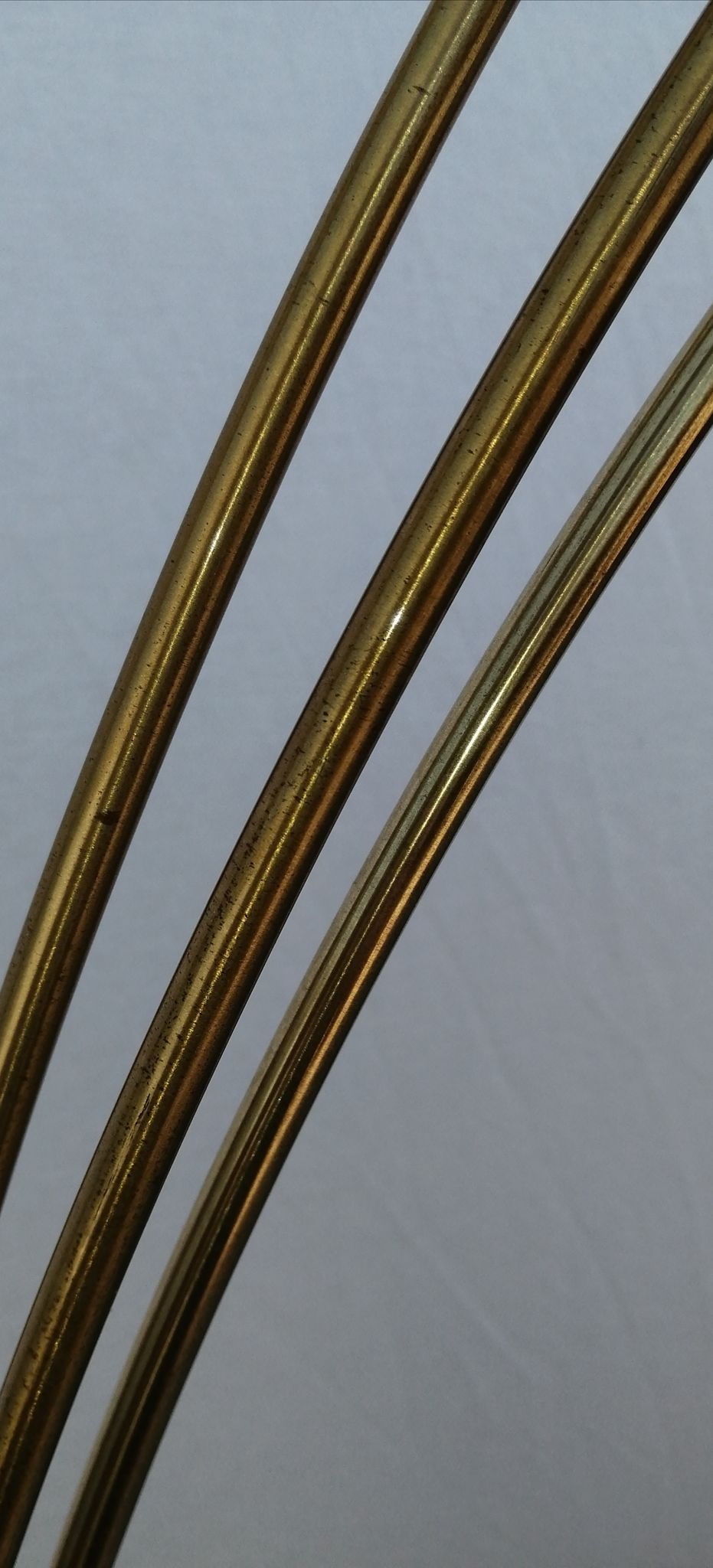 Floor lamp arc 3 globes, Space age in brass and marble by Goffredo Reggiani 1960