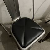 chaise TOLIX  inox et cuir