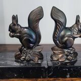 Squirrel bookends signed Tedo, Art Deco