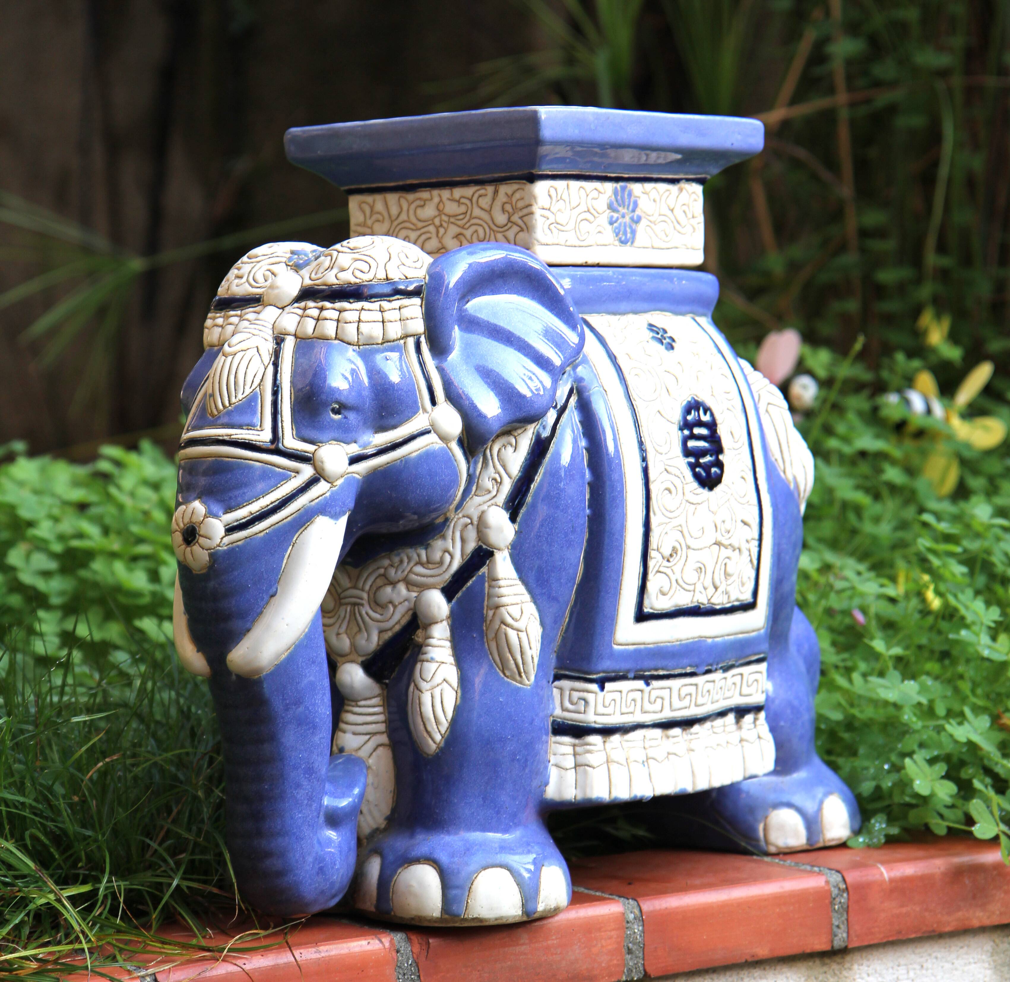 Ceramic elephant, side table, or flower pot base, large model