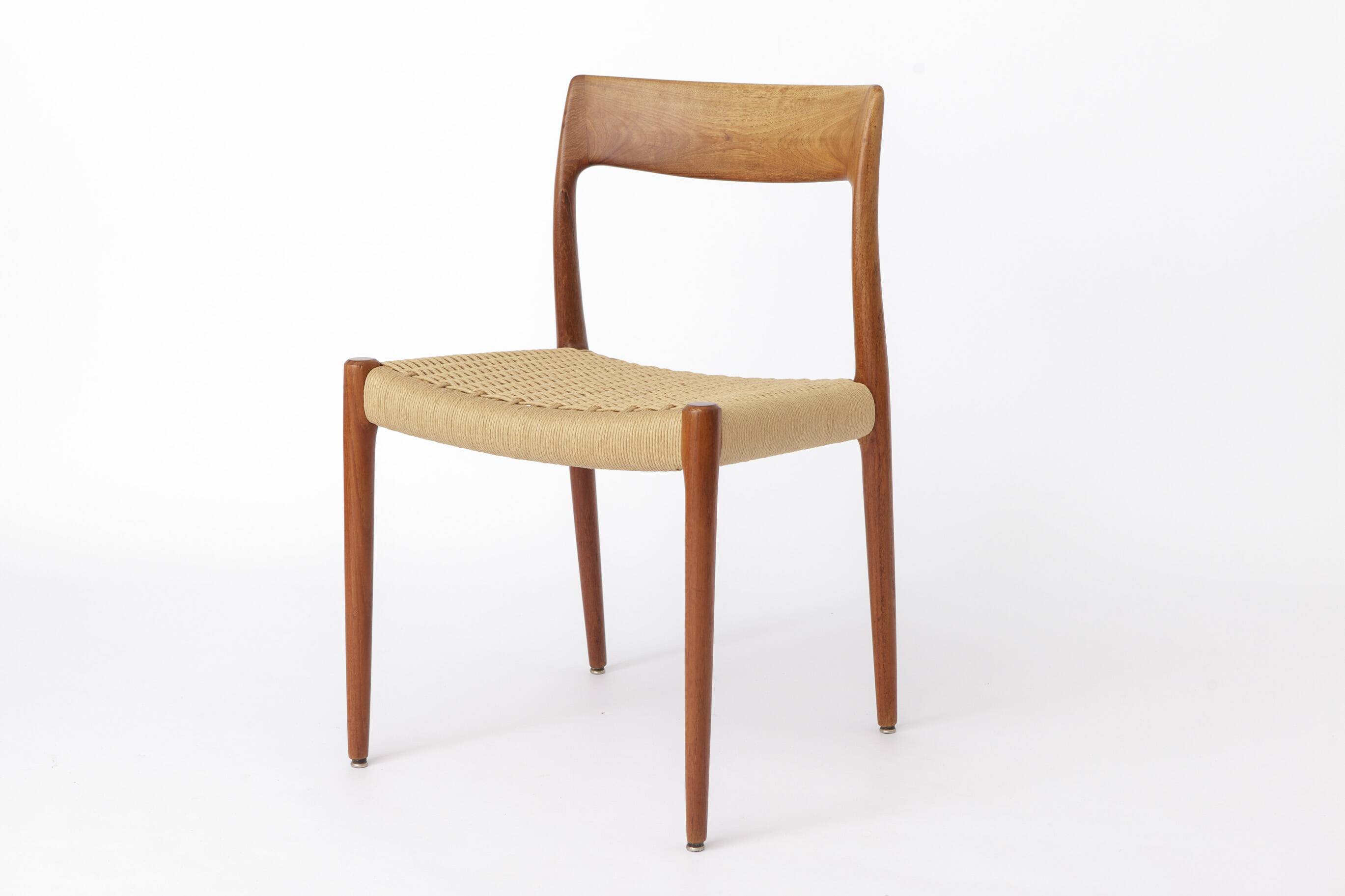 1 of 3 Niels Otto Møller Model 77 Teak Dining Chair,  Paper Cord, 1960s