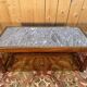 Louis XIII style solid oak coffee table with cross-shaped legs