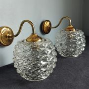 Pair of scones glass scones and vintage golden metal