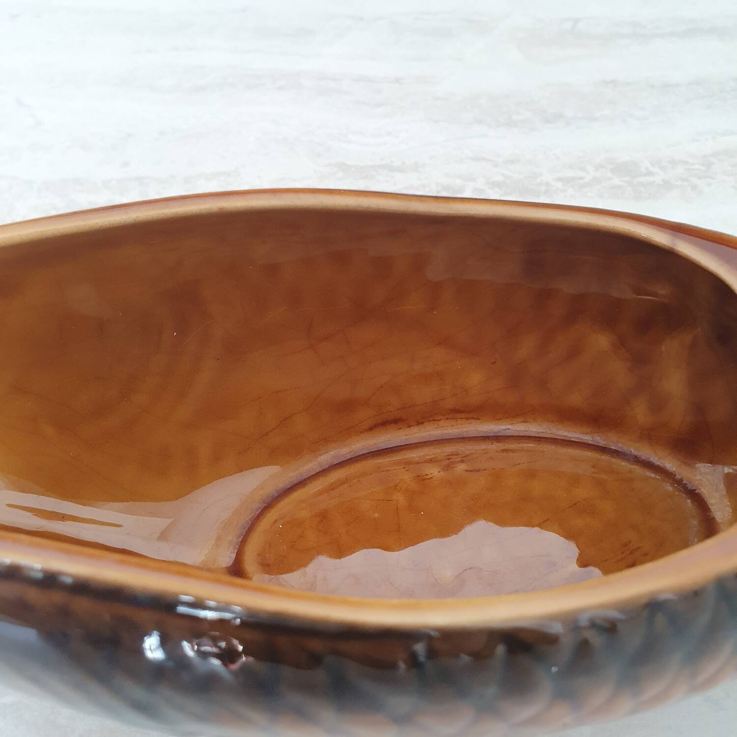 Sarreguemines / Large serving platter and matching fish-shaped sauce boat