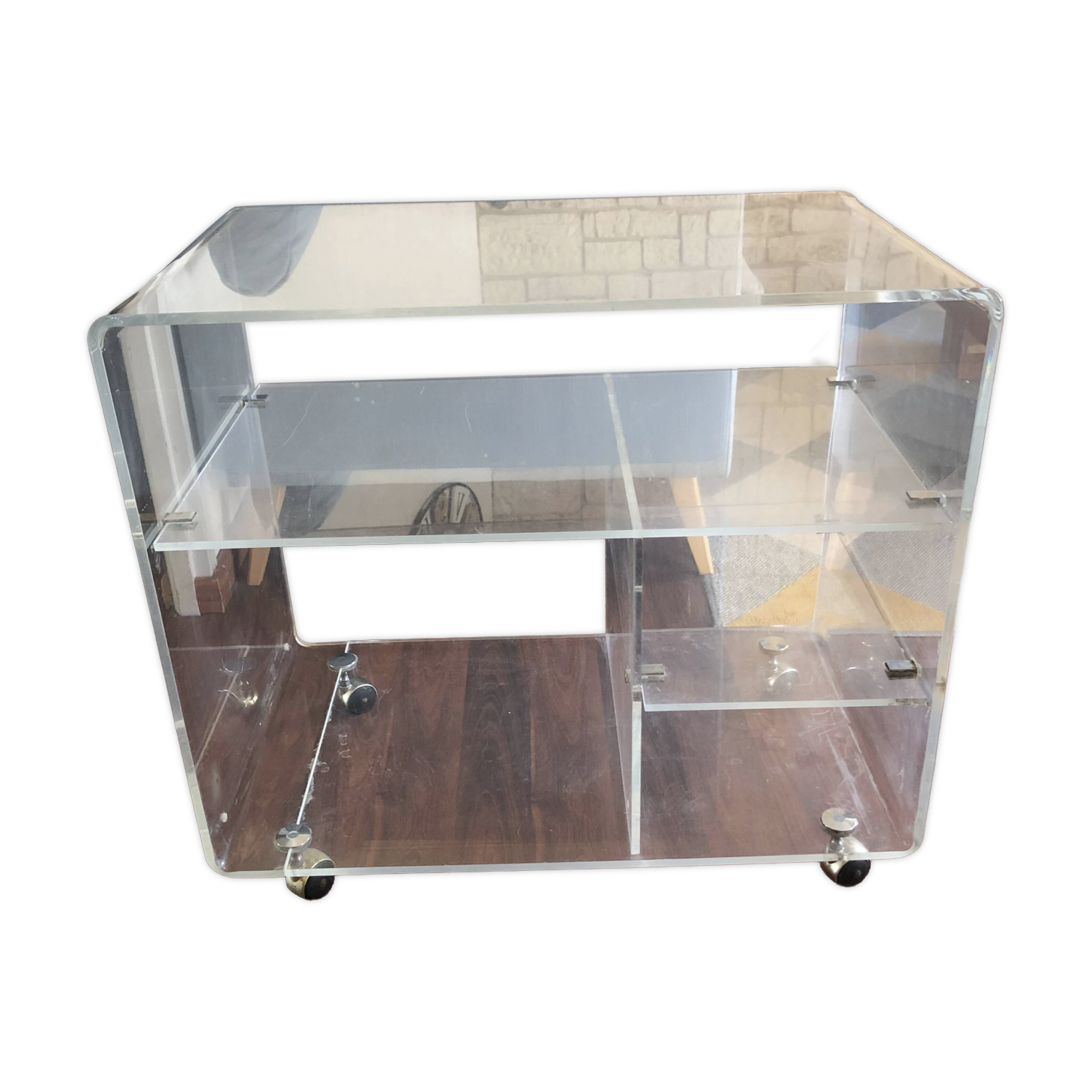 Designer TV unit David Lange vintage Plexiglas