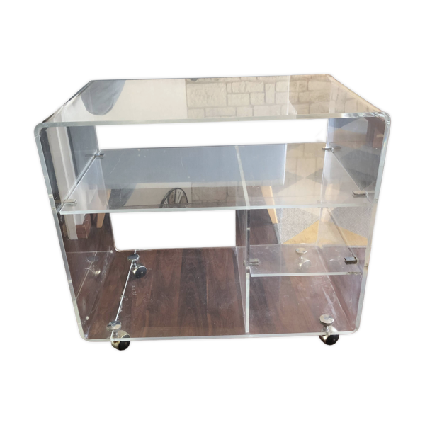 Meuble tv designer David Lange Plexiglas vintage