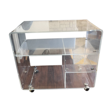 Meuble tv designer David Lange Plexiglas vintage