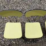 Chaises Formica jaune  pieds compas 1950