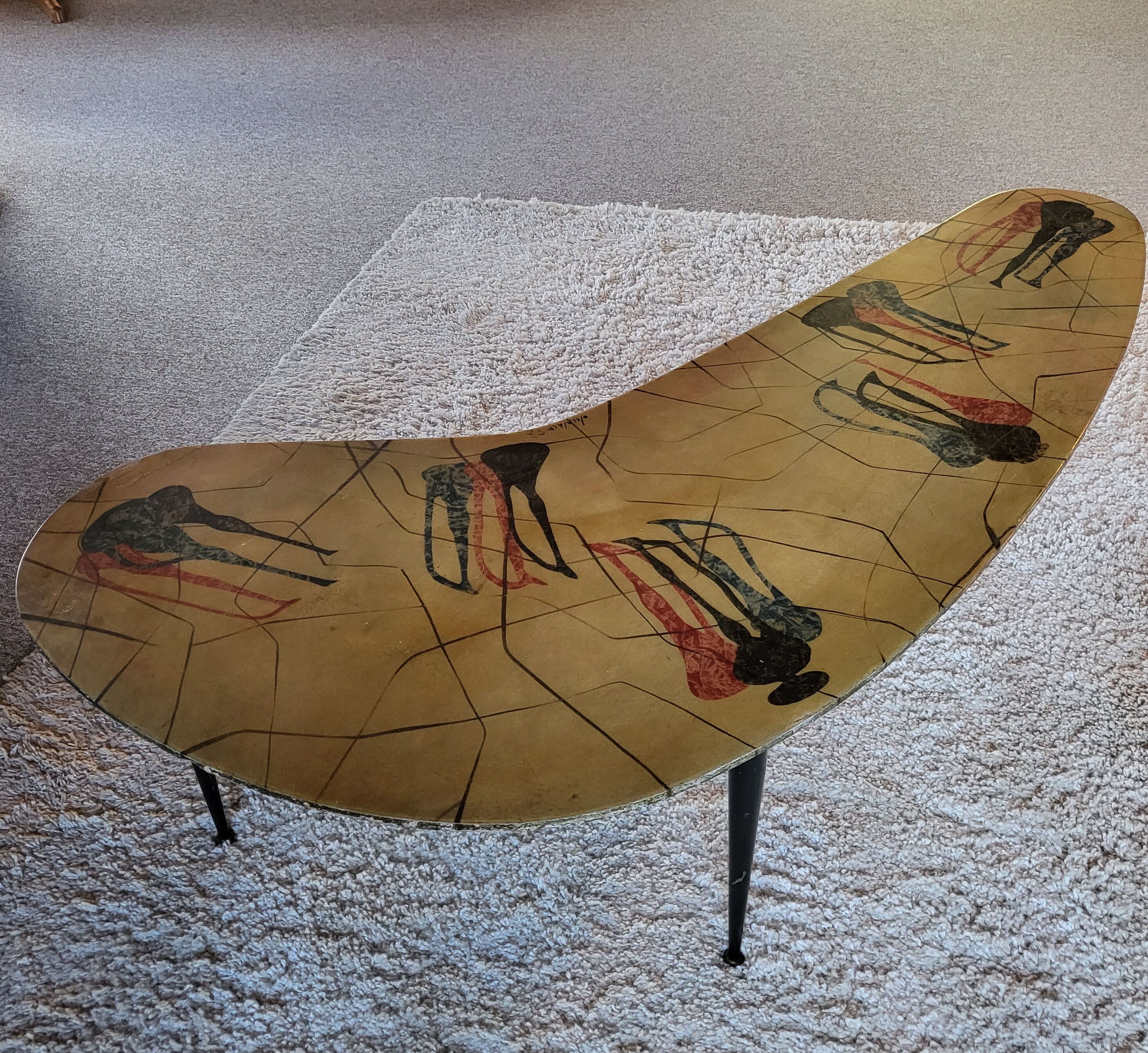 Table d’appoint peinte à la main par Decalage, Italie 1957