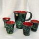 Art pottery of Val-de-Vie M.Clément pitcher with four cups dimension: height -20cm- l