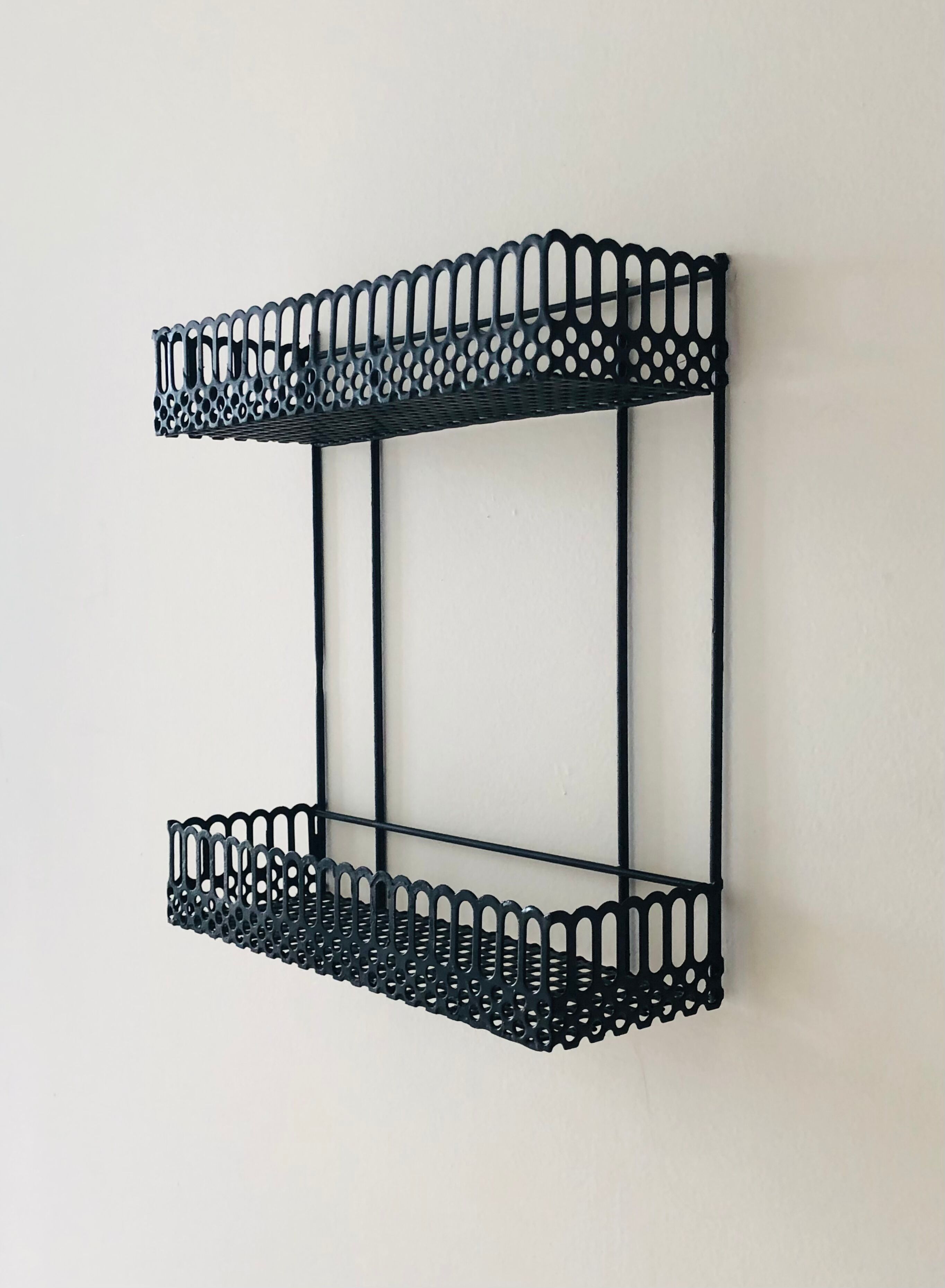Vintage black metal wall shelf