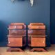 Pair of "Art Deco" bedside tables in wood - 1960.