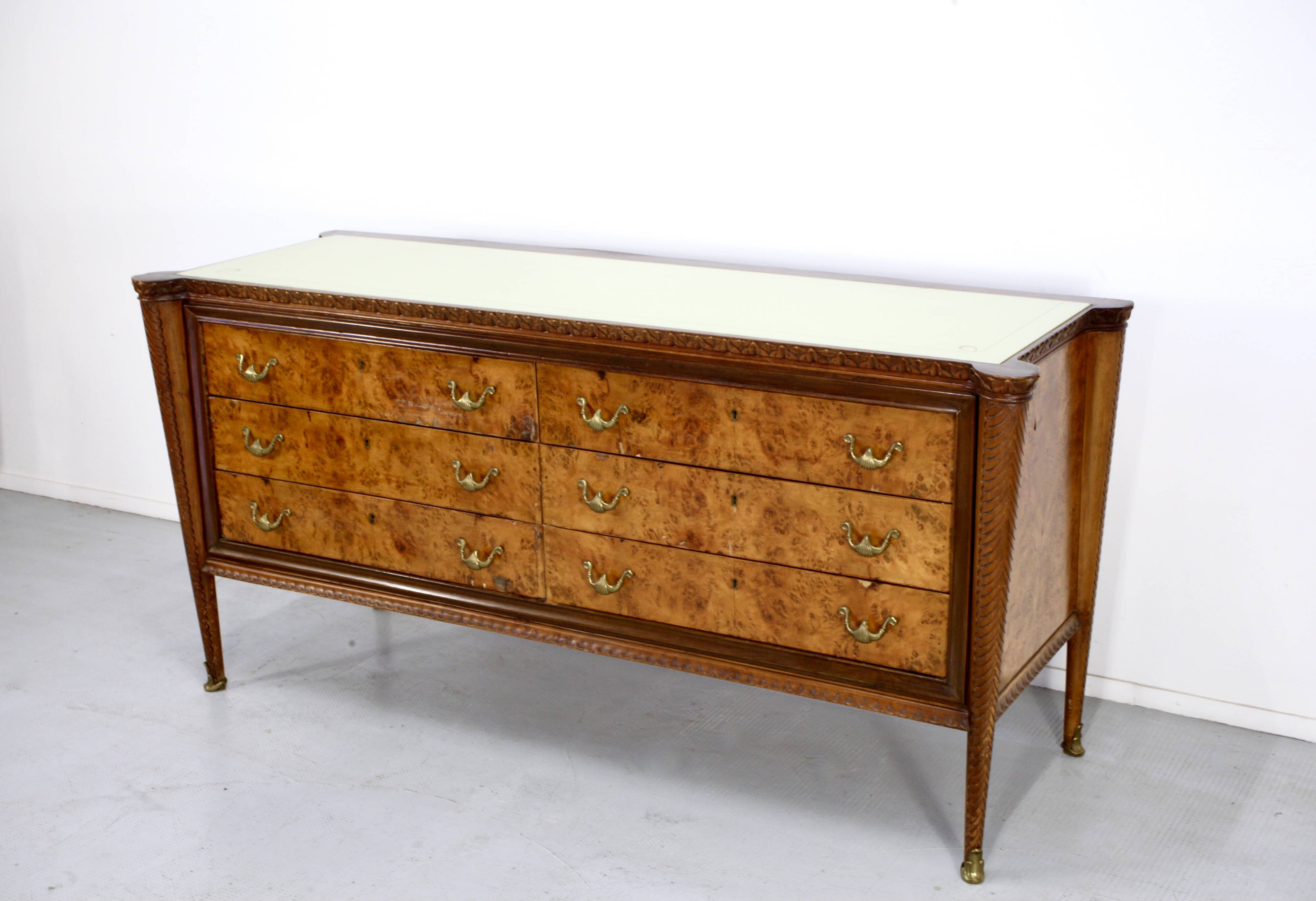 Buffet, cabinet Art Déco vintage italien en noyer foncé