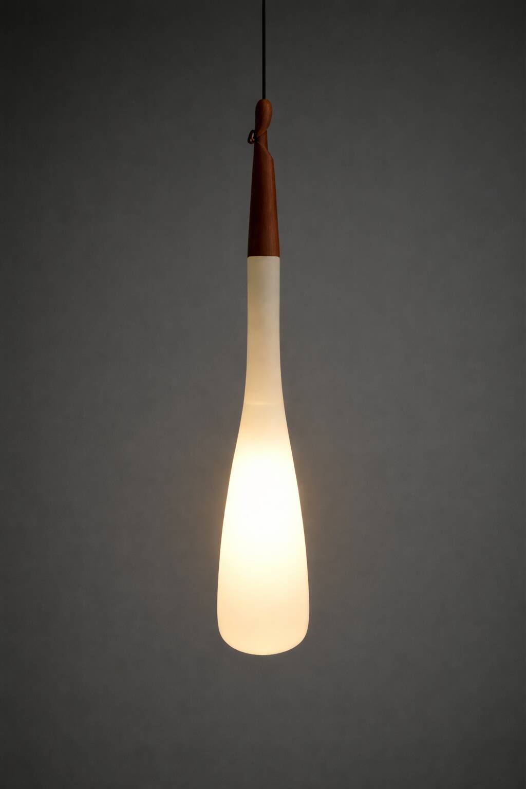 Scandinavian opaline and teak suspension by Uno and Östen Kristiansson for the