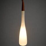 Scandinavian opaline and teak suspension by Uno and Östen Kristiansson for the