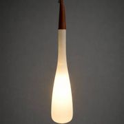 Scandinavian opaline and teak suspension by Uno and Östen Kristiansson for the