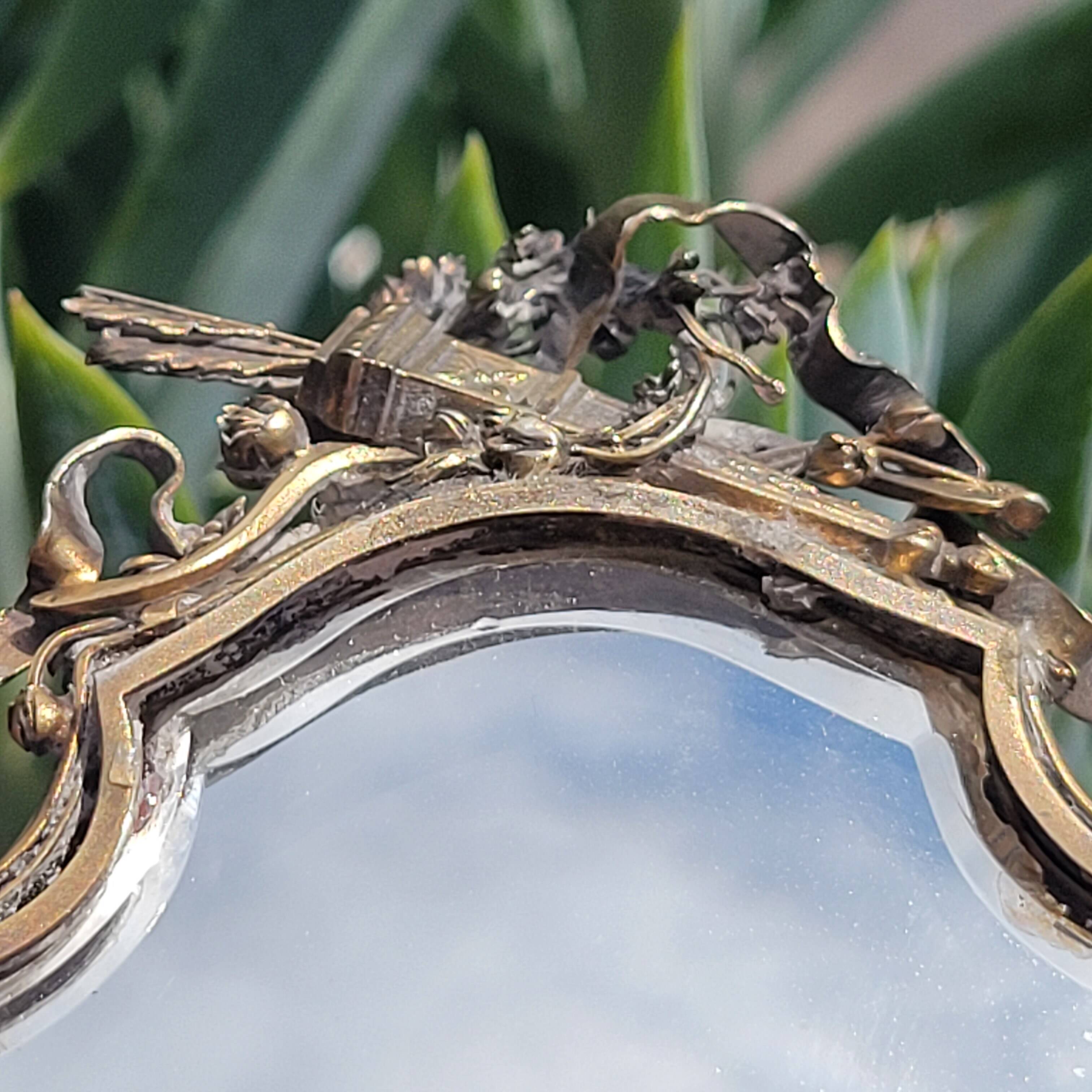 old double-sided hand-held mirror Henri Auguste SOLIÉ 1900