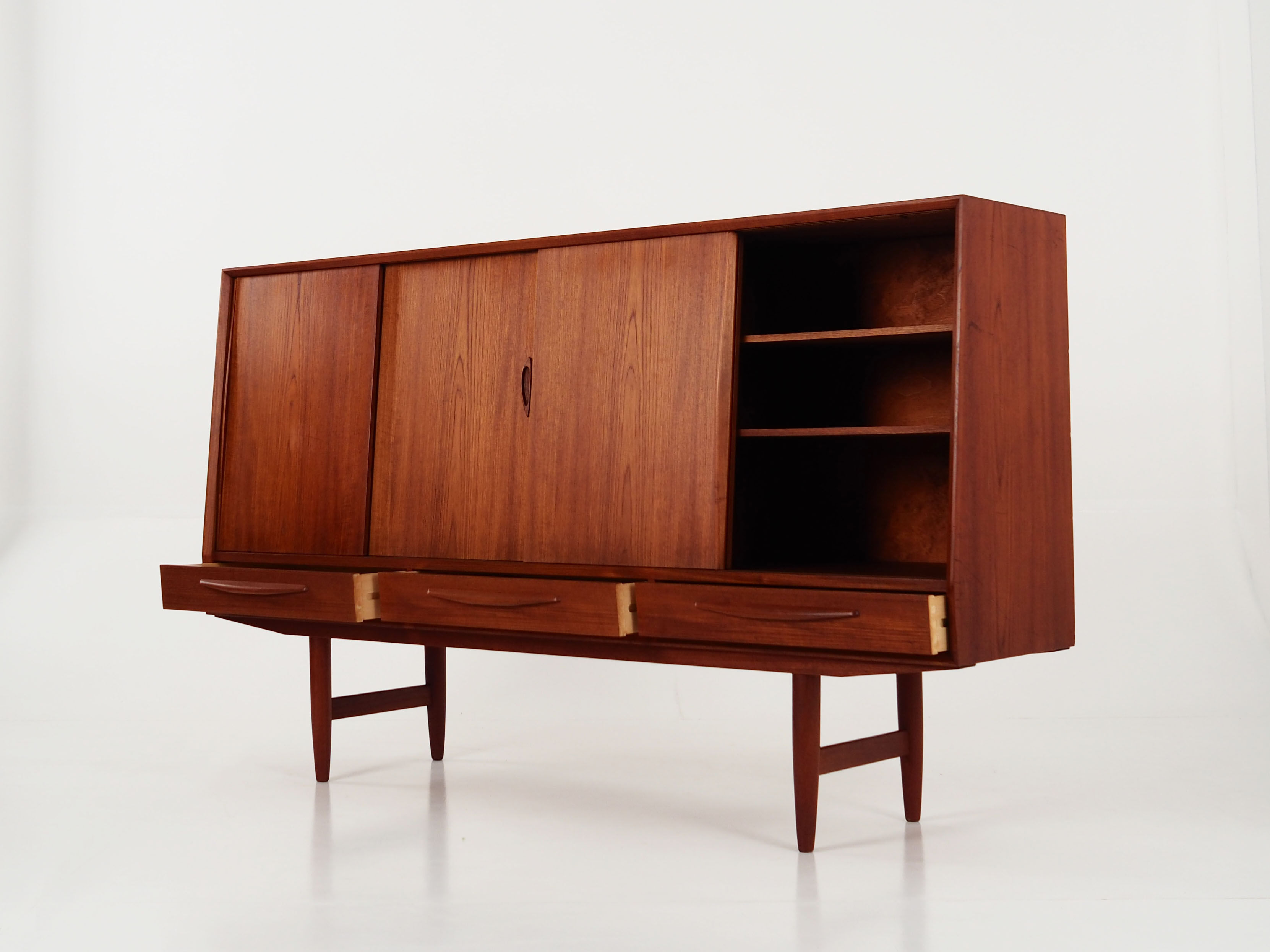 Teak highboard, Danish design, 1970s, production: Denmark
