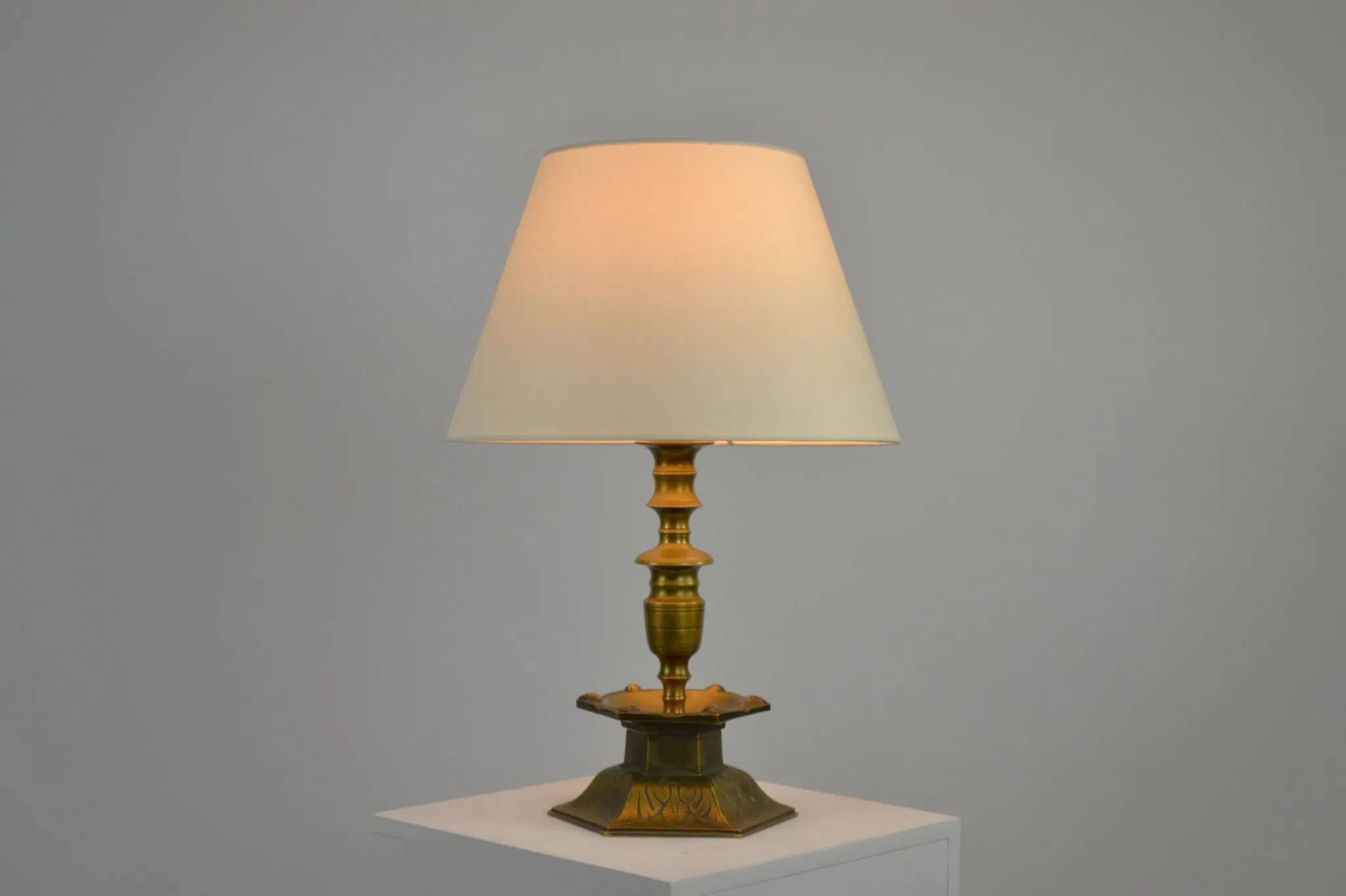 Solid Brass Table Lamp by Oscar Antonssons for Ystad-Metall, Sweden, 1940s