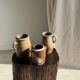 Large matte stoneware oval pot with beige handle H21 D12