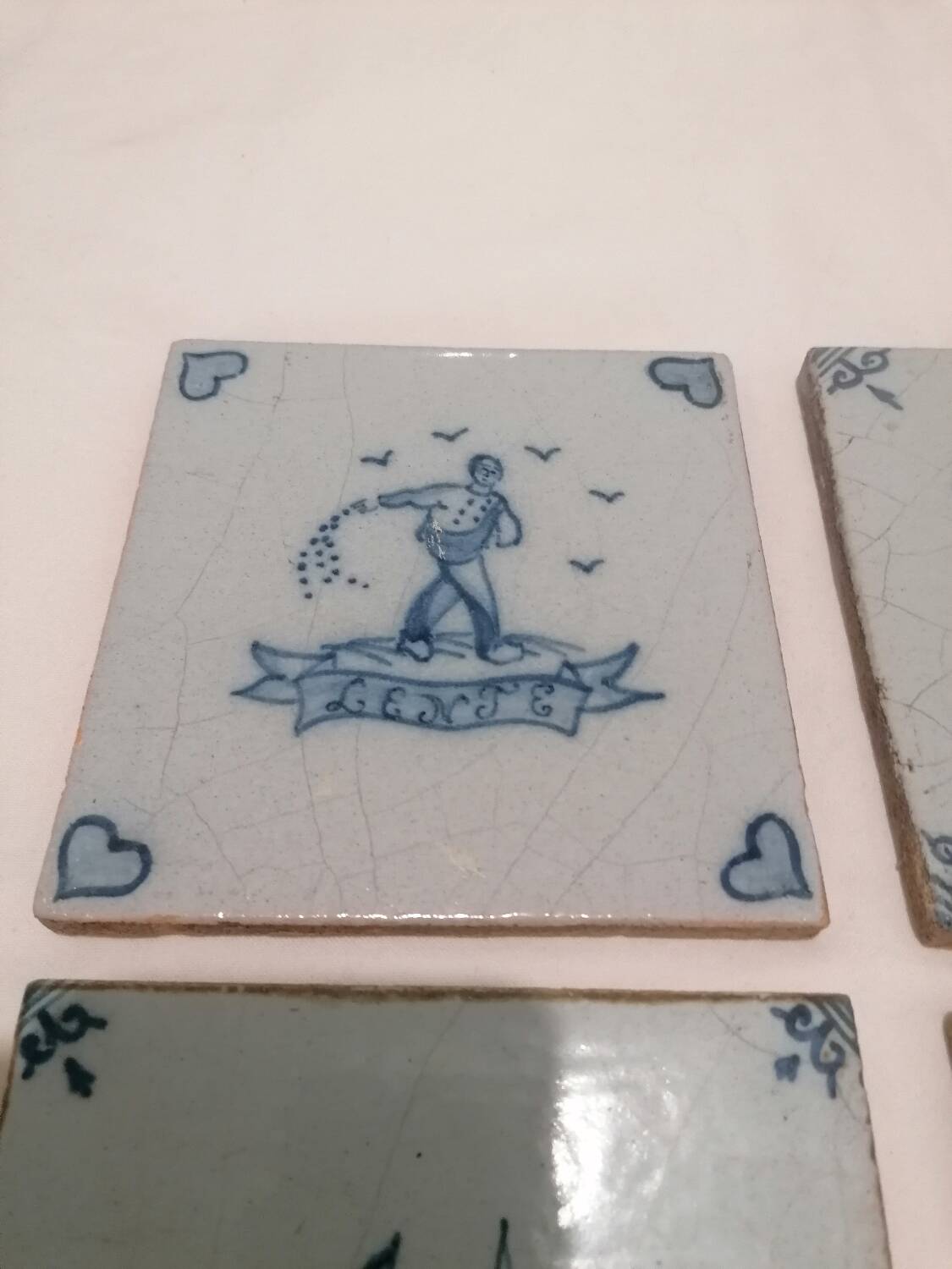 Old 18th century Delft tiles set of 8