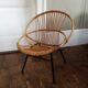 Rattan shell chair and metal feet