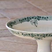 Antique 19th-century compote dish made of ironstone, signed Sarreguemines, from the "Verdun" collection.