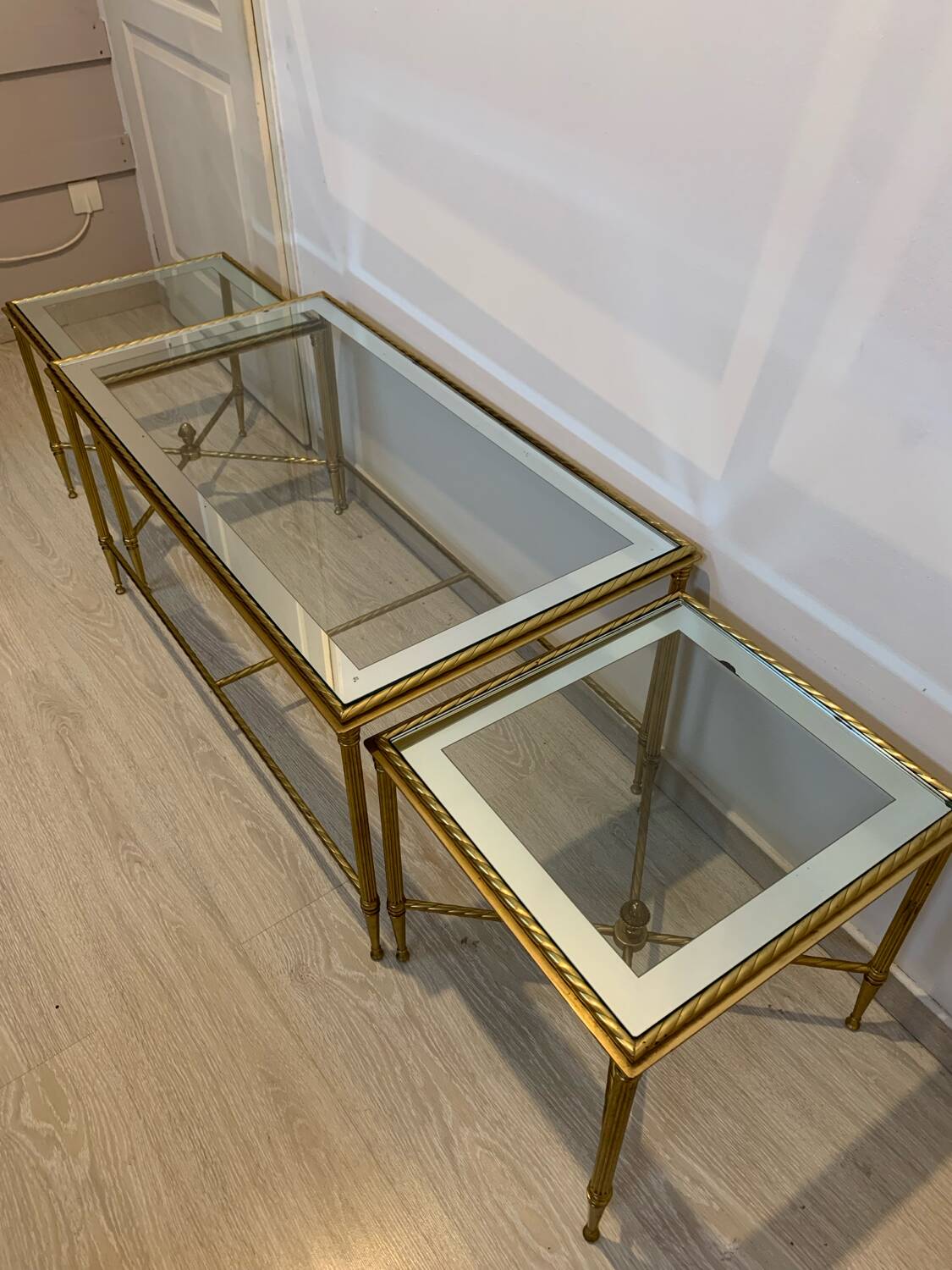 Vintage brass and glass nesting table