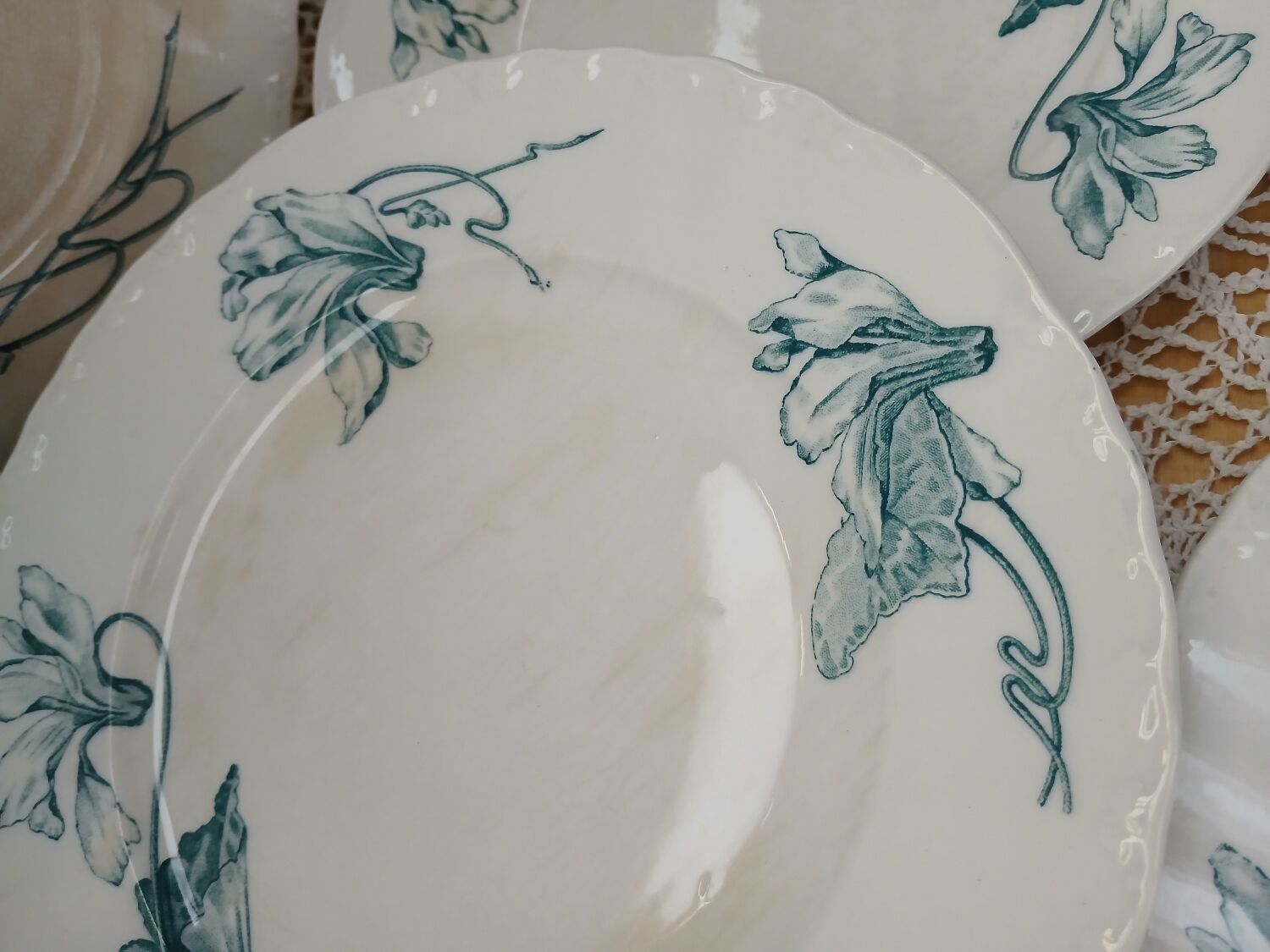 10 antique ironstone dinner plates