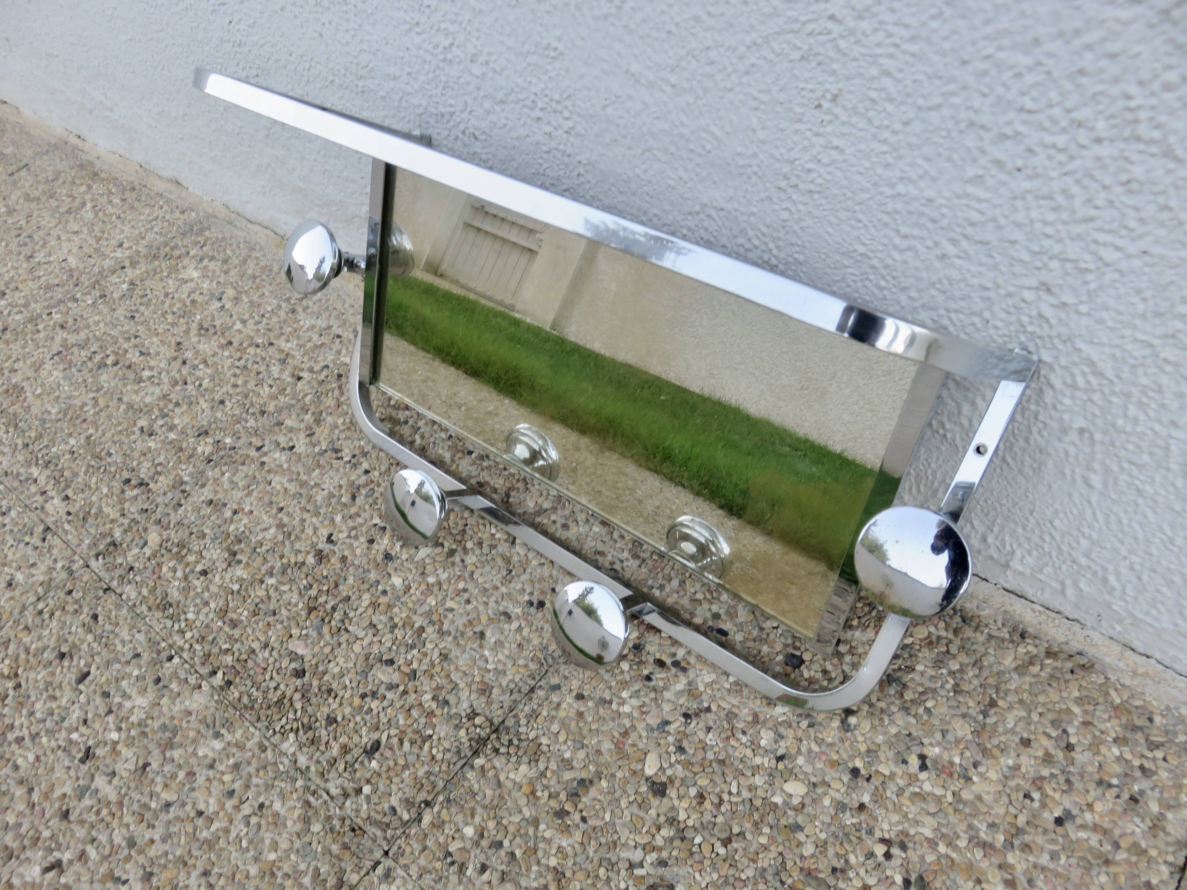 Coat rack, cloakroom, in chromed brass, 20s 30s