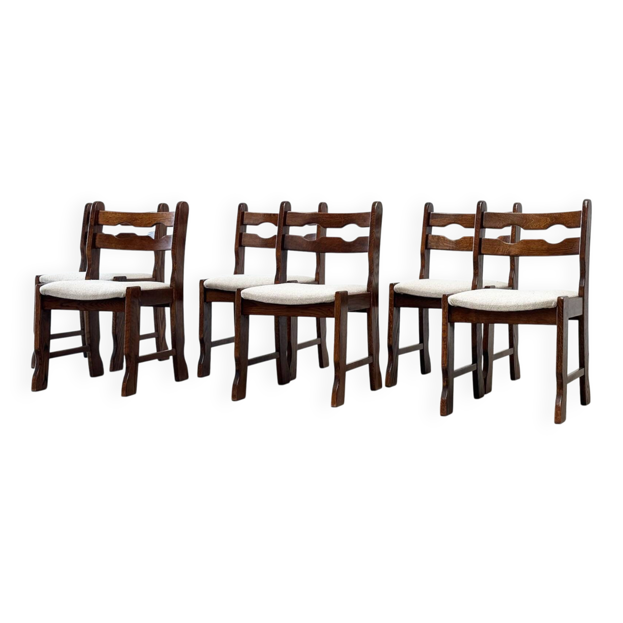 Set of six Razorback dining chairs