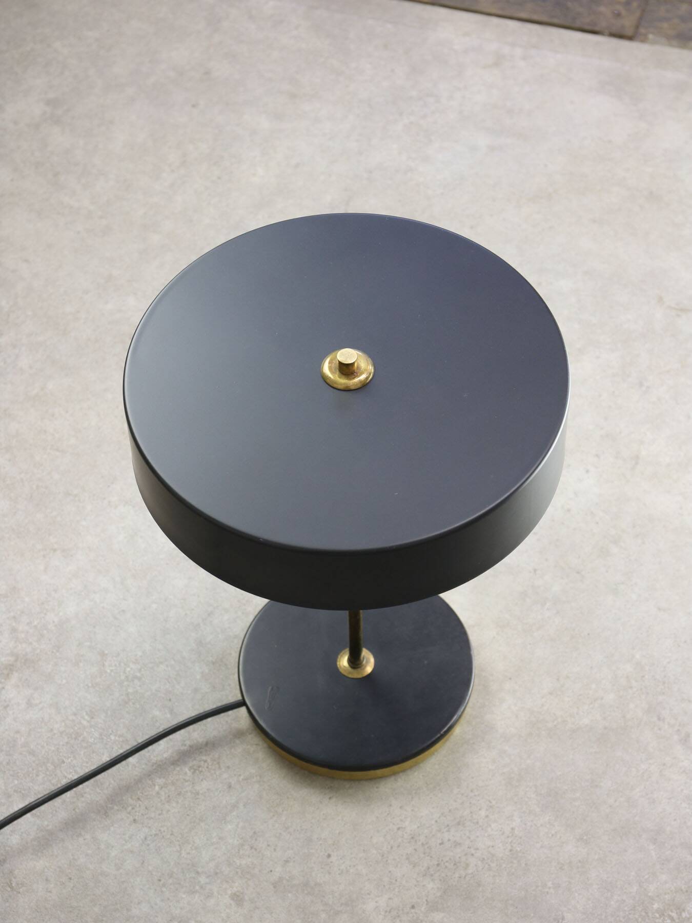 Mid-Century Black & Brass Table Lamp from Kamenický Šenov