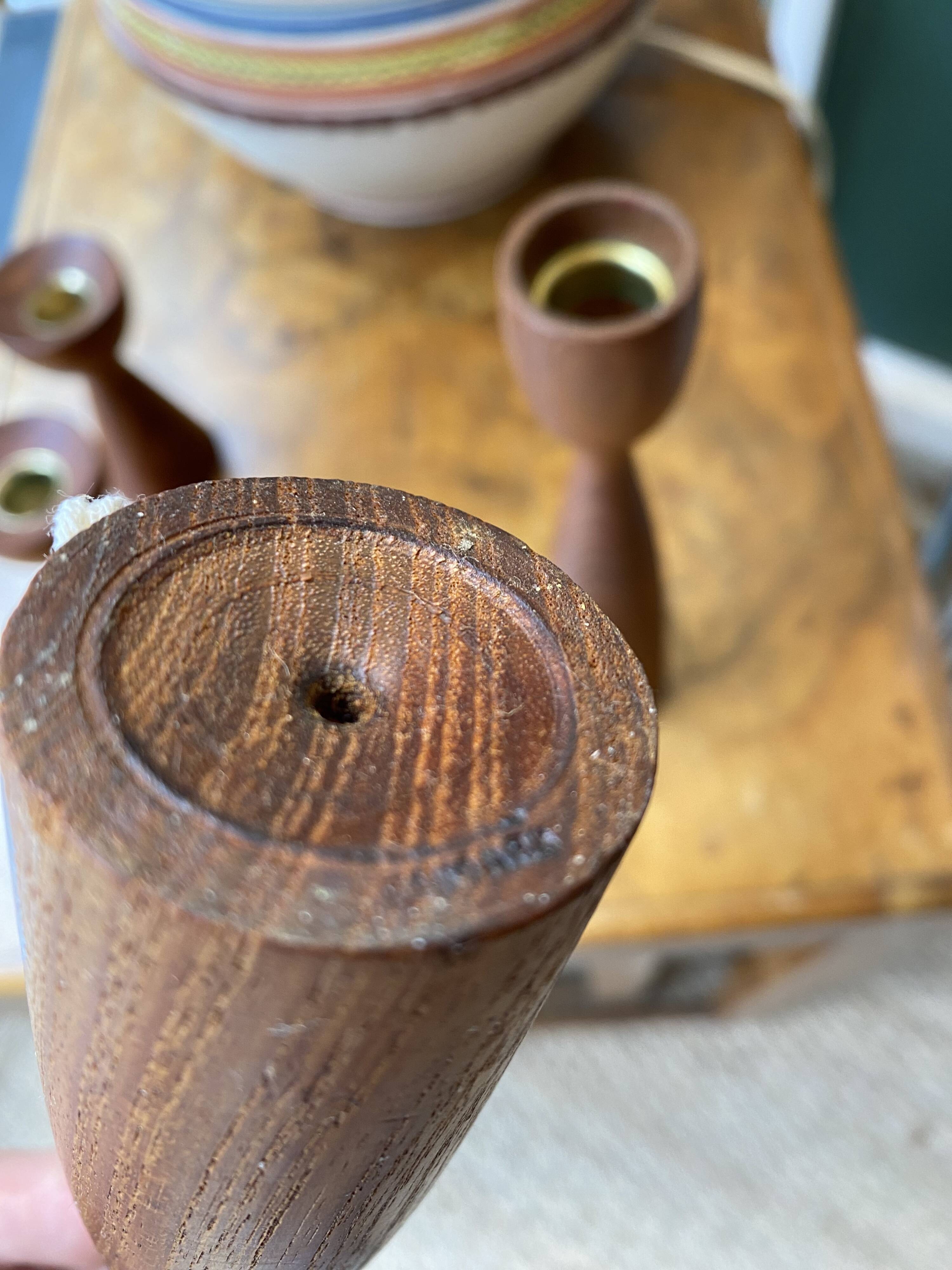 Scandinavian vintage teak candle holders