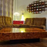 Italian design coffee table in burl wood by Roche Bobois, 1970s.