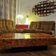 Wooden burl coffee table, Italian design by Roche Bobois, 1970s.