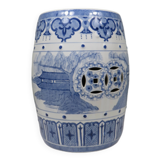 Ceramic stool/side table with oriental design. 1970-1980