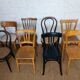 Set of 8 mismatched vintage Baumann Lebrun bistro chairs.