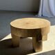 Coffee table, four-legged low table in natural solid monoxyle mango wood.