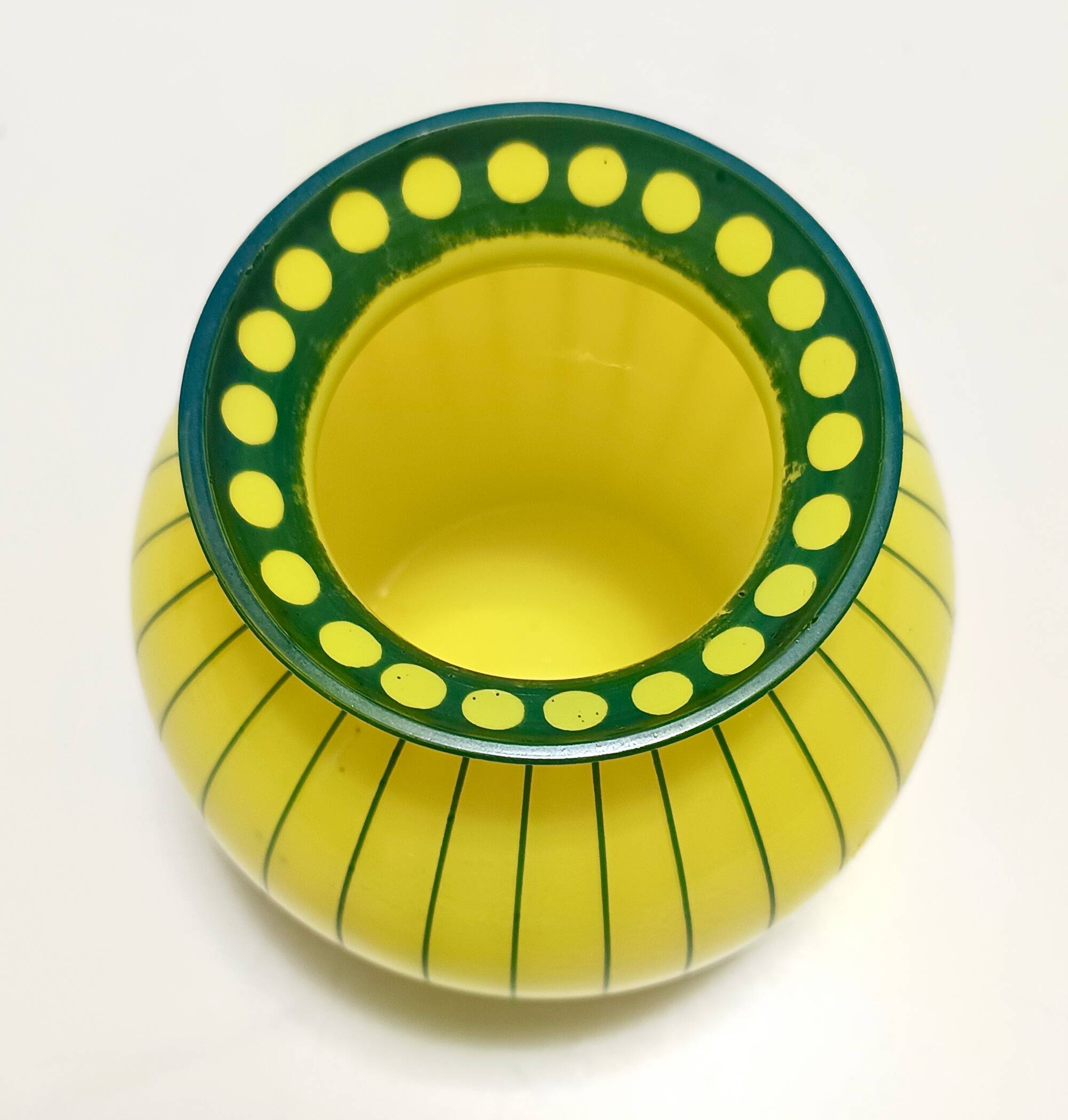 Art Deco Yellow and Green Glass Vase in the style of Josef Hoffmann, Austri