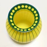 Vase Art Déco en verre jaune et vert dans le style de Josef Hoffmann, Autriche