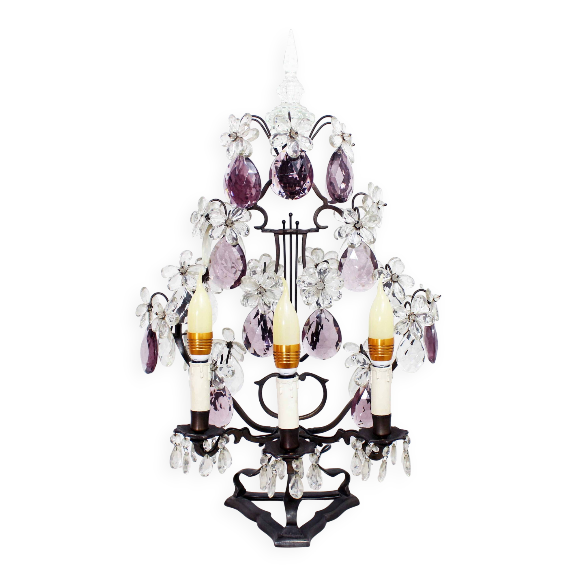 Girandole lamp in crystal and iron