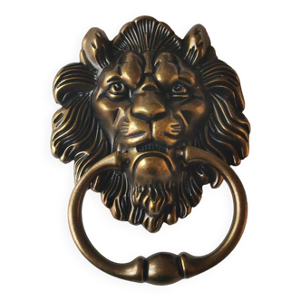 Heurtoir/Marteau de porte Tête de Lion Antique, à patine bronze Antique 16 x 12 cm