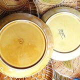 6 Sarreguemines barbotine ceramic fish plates, flat plates.