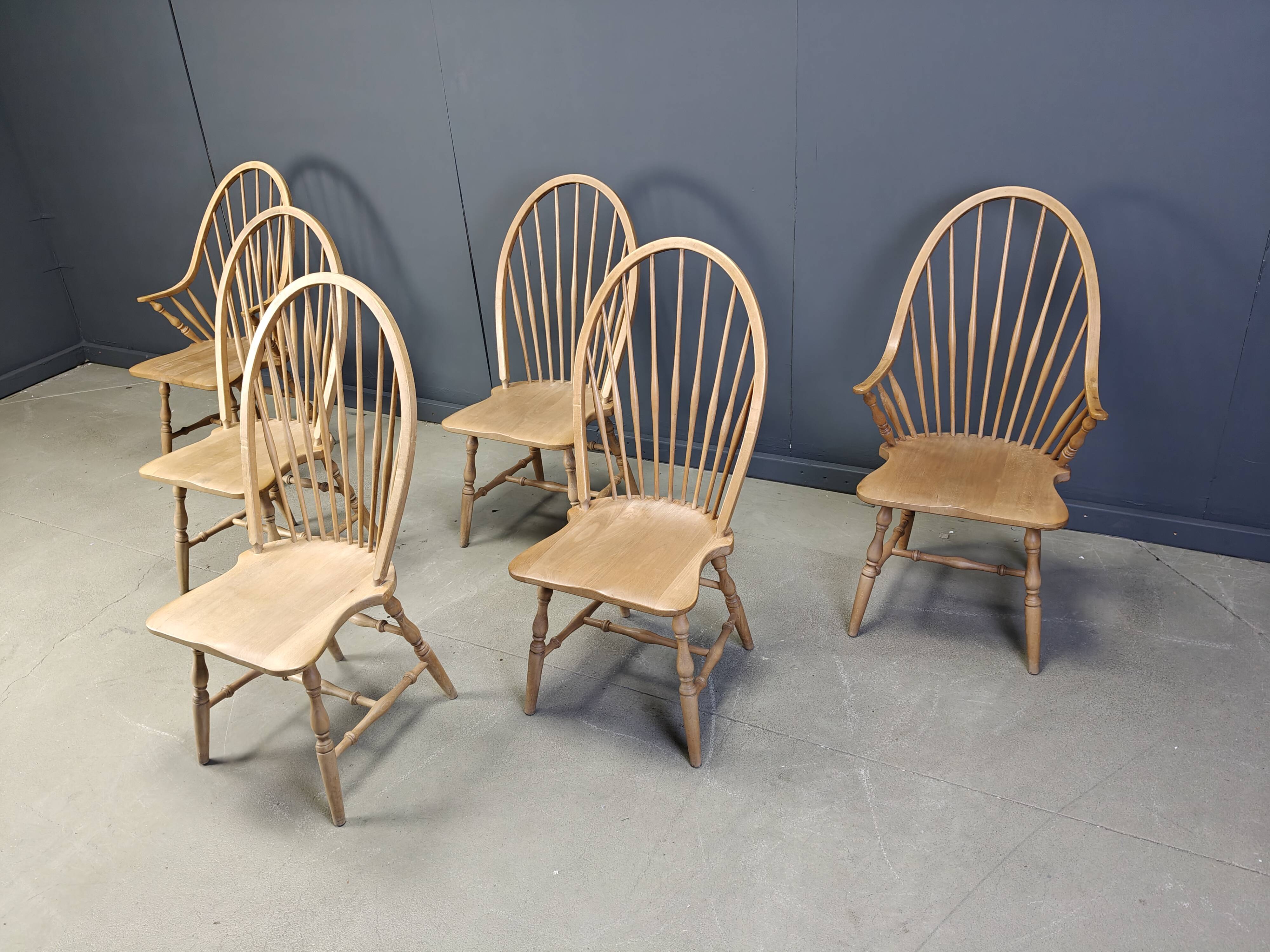 Vintage Windsor Style Dining Chairs, 1960s - Set of 6