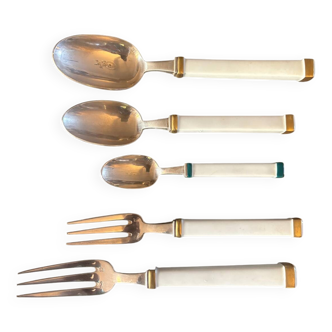 Fourchettes et cuillères en argent et céramique Jean Louis Coquet