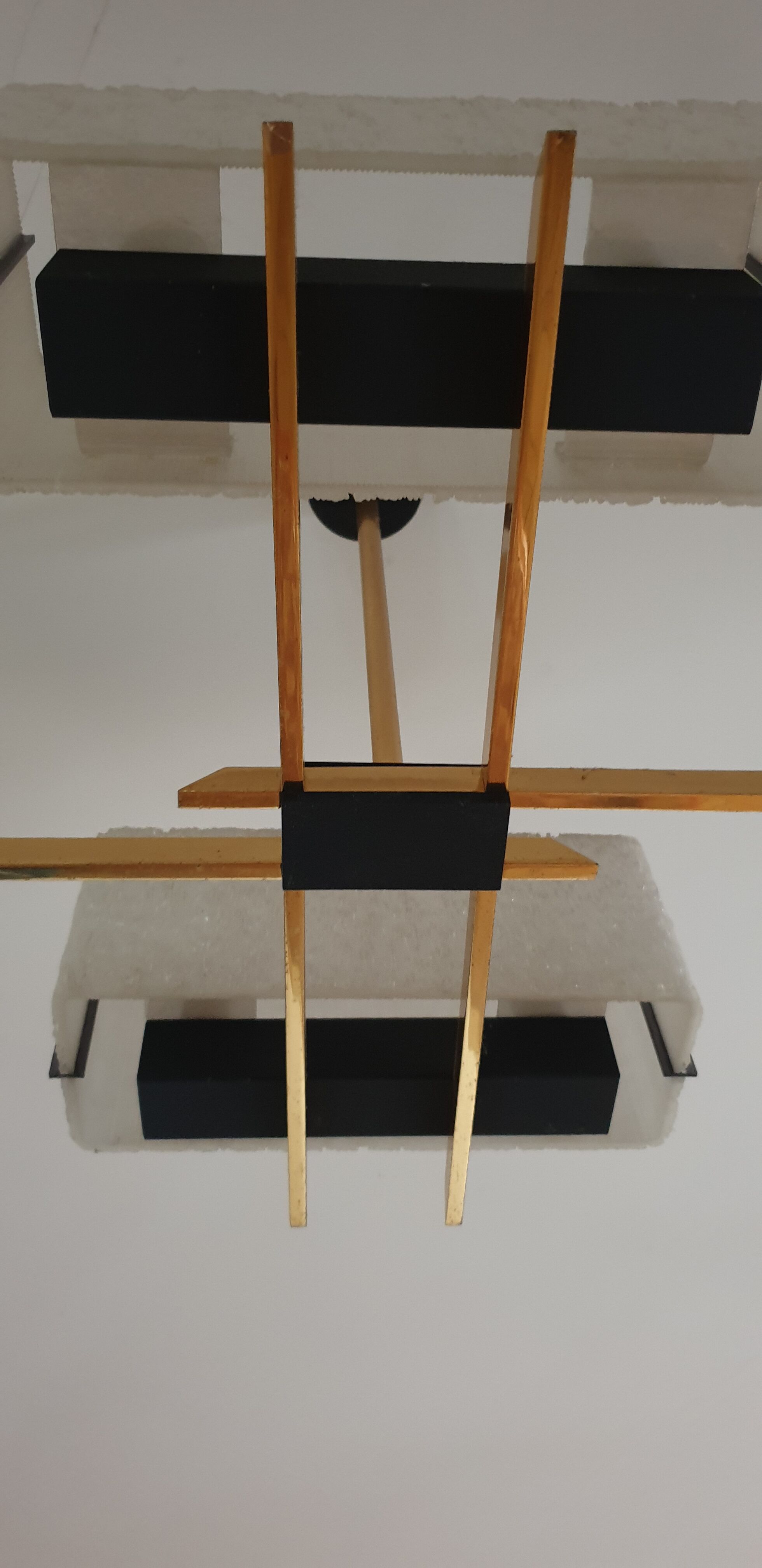 Arlus chandelier 4x2 brass lights prespex 1950/1960 vintage