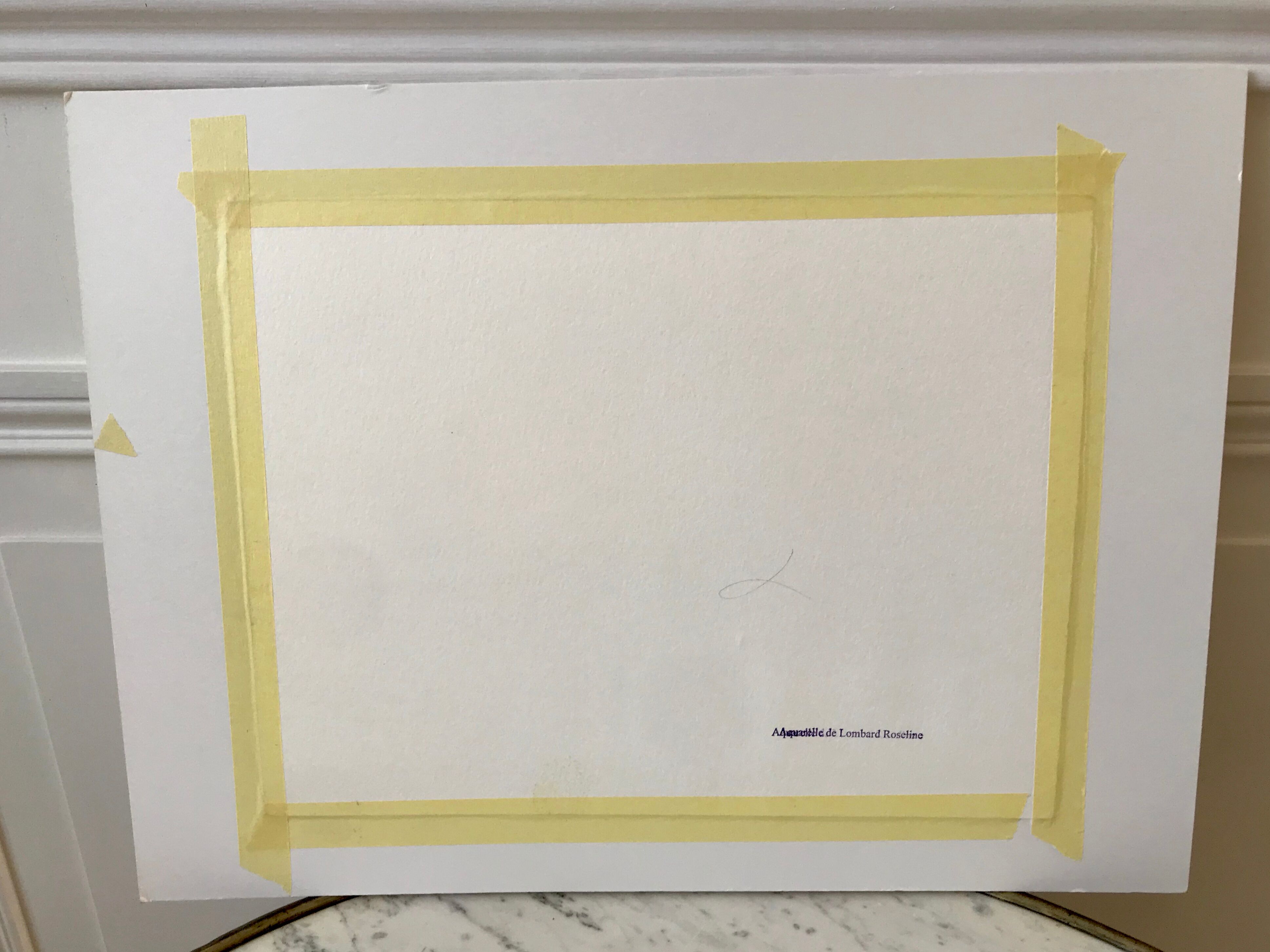 Watercolor sunset sea signed Roseline Lombard