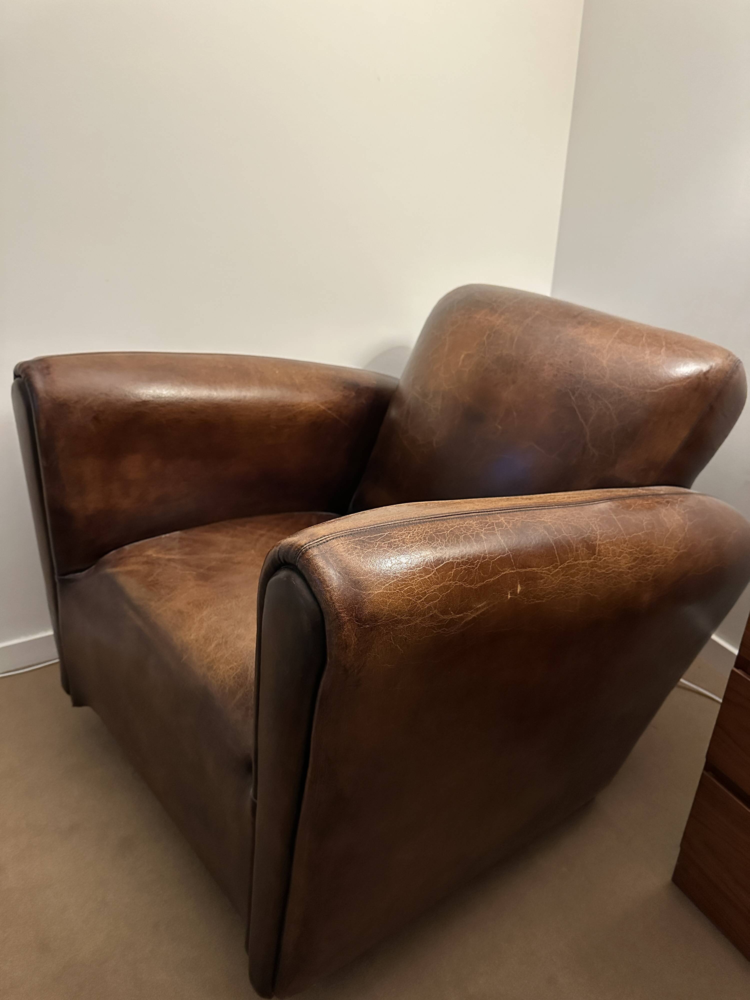 Fauteuil club en cuir