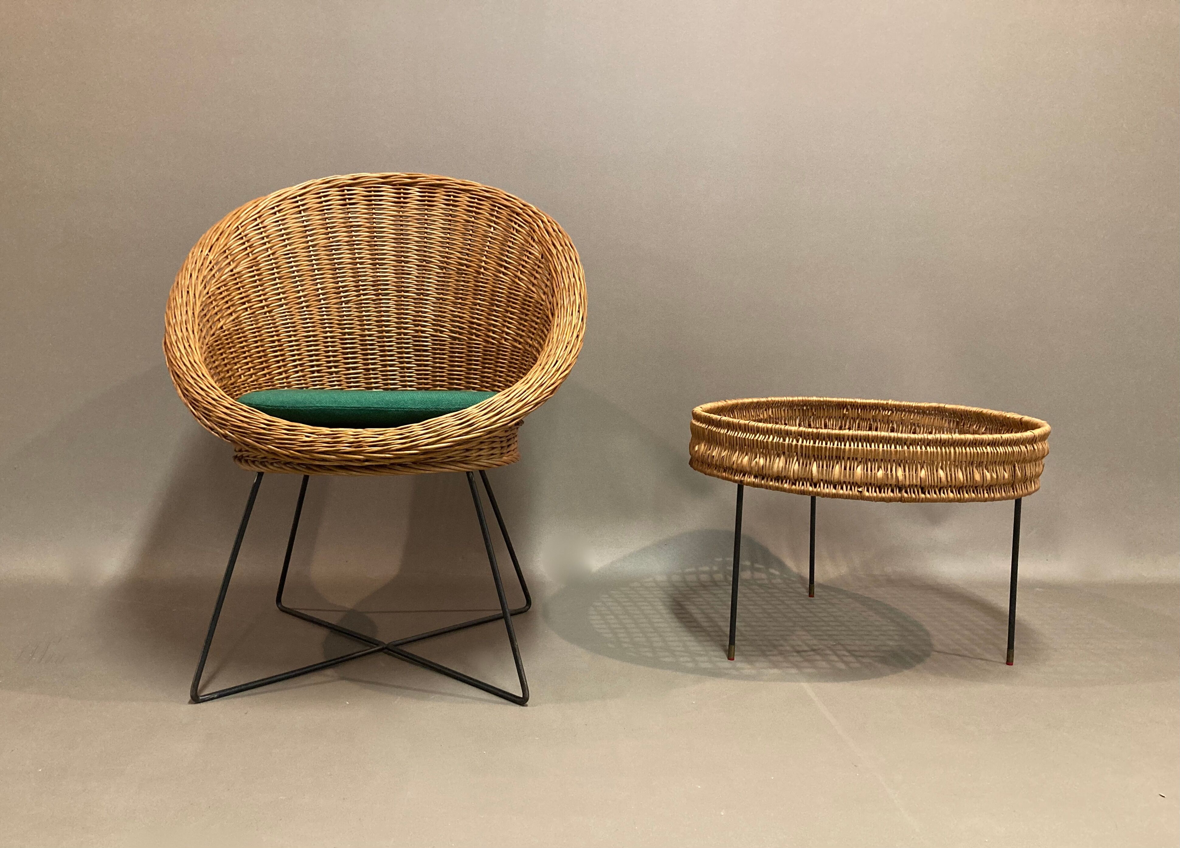 Armchair and matching table design 1950