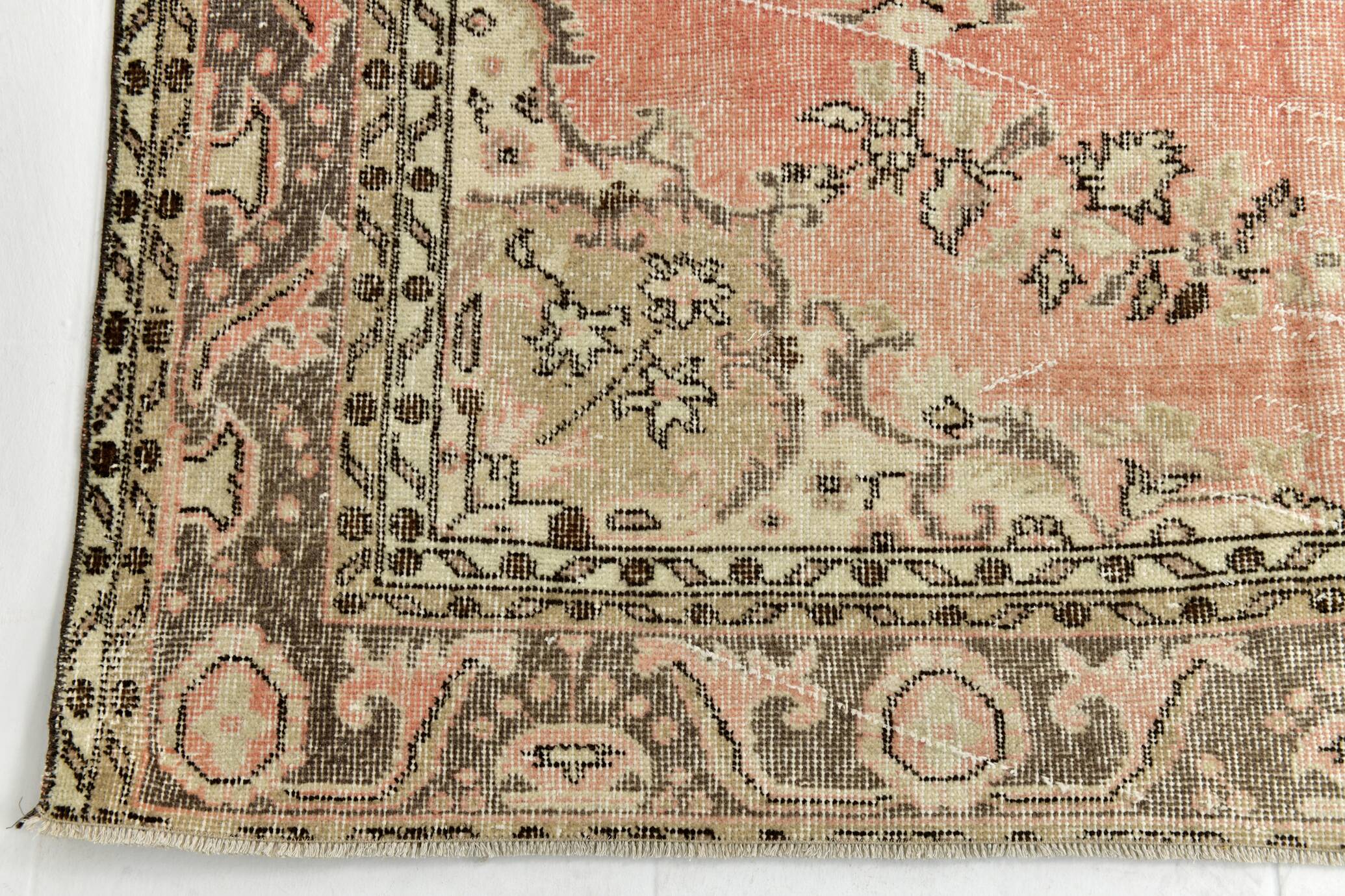 Powder Pink Hand Woven Anatolian Vintage Carpet Rug, 182x295 Cm